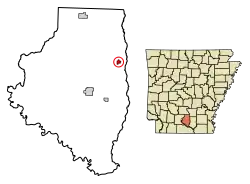 Location of Tinsman in Calhoun County, Arkansas.