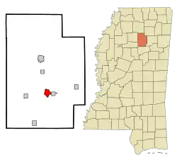 Location of Calhoun City, Mississippi