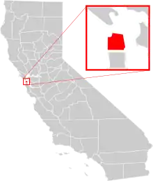 Map of California highlighting San Francisco County