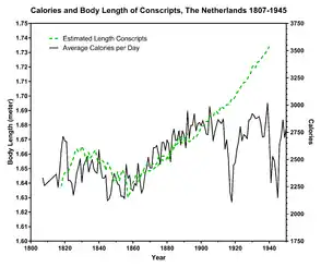 Calorie intake and length of Dutch conscripts