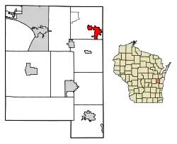 Location of Brillion in Calumet County, Wisconsin.