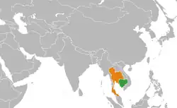 Map indicating locations of Cambodia and Thailand