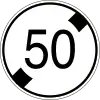 End of maximum speed limit 50 km/h