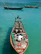 Decked fishing boat at Koh Rung Samleom, Cambodia