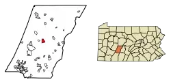 Location of Ebensburg in Cambria County, Pennsylvania.