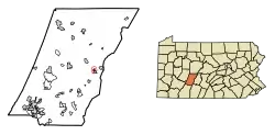Location of Sankertown in Cambria County, Pennsylvania.