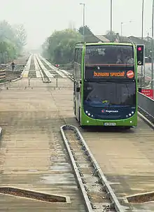 Guided busway during trials, 2009