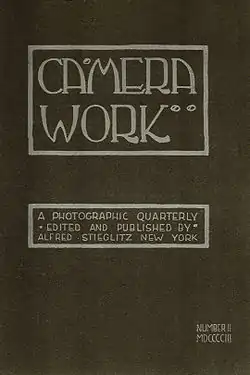 The cover of Camera Work, showing Steichen's design and custom typeface. Also, in this specific issue, Issue 2, the entire volume was devoted to Steichen's photographs.