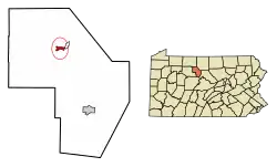 Location of Emporium in Cameron County, Pennsylvania.