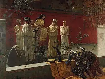 The Oracle, by Camillo Miola, 1880, oil on canvas, Getty Center, Los Angeles, US