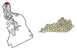 Location of Dayton in Campbell County, Kentucky.