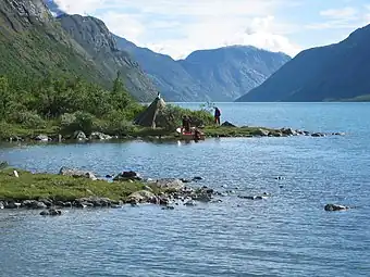 Camping at Gjende lake.