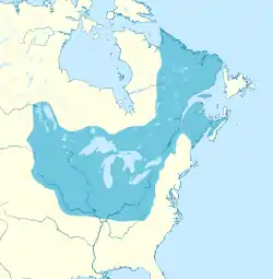 Map of Canada after 1713. At its fullest extent, Canada extended from south of the Great Lakes to the Gulf of St Lawrence.