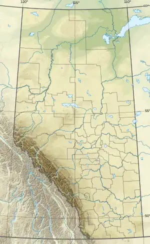 Location of Telford Lake in Alberta, Canada.