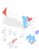 Identification of ridings lost by each party, relative to 2008.
