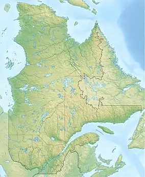 Map showing the location of Parc national de la Gaspésie
