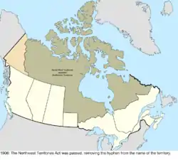 Map of the change to Canada in 1906