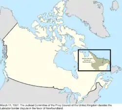 Map of the change to the international disputes involving Canada on March 11, 1927