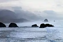 View of Cannon Beach from Ecola State Park that was also featured in The Goonies.
