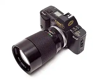 A single-lens reflex camera.