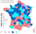 Party affiliation of the General Council Presidents of the various departments in the elections of 2001.