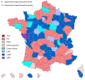 Party affiliation of the General Council Presidents of the various departments in the elections of 2004.
