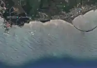 A satellite image of Cape Northumberland (left) showing its relationship to the coastline to its immediate east including the James Corcoran Breakwater