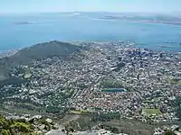 Cape Town, Signal Hill, Table Bay and Robben Island as seen from the upper cable station.