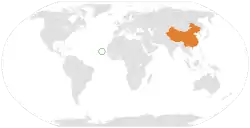 Map indicating locations of Cape Verde and China