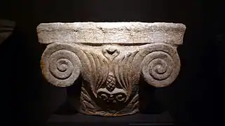 Ionic capital found in the Roman vila of Huerta del Paturro (Portmán [es], La Unión)