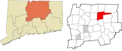 Ellington's location within the Capitol Planning Region and the state of Connecticut