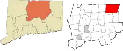 Stafford's location within the Capitol Planning Region and the state of Connecticut