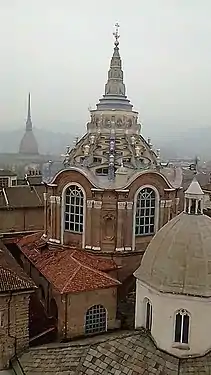 External view (with the cathedral dome in the forefront and the Mole Antonelliana in the background)