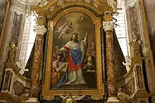 Photograph of the altarpiece and chapel of San Luigi in the Church of San Luigi dei Francesi, Rome