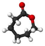 Ball-and-stick model of the caprolactone molecule