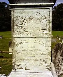 Inscription on Capt. John Jeffries Burial Marker
