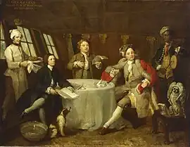 Mallet with Captain Lord George Graham, on Graham's ship the Lark, painted by William Hogarth