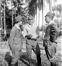 Captain Susumi Hoshijima (centre) during the war crimes trial in Labuan, January 1946. He was found guilty of causing the deaths of POWs at Sandakan camp and subsequently hanged in 1946.