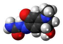 Space-filling model of the carbazochrome molecule