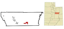 Location in Carbon County and the state of Utah.