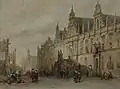 View on Leiden city hall, 1860