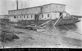 Carlisle Packaging Company, a floating cod cannery, Yukon River, Alaska, c. 1918