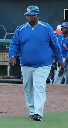 Savannah State Tigers baseball coach Carlton Hardy at Russ Chandler Stadium, 2014