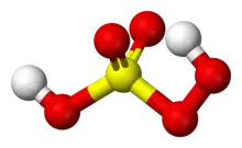 Ball and stick model of peroxymonosulfuric acid