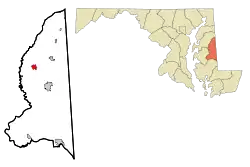 Location of Ridgely, Maryland