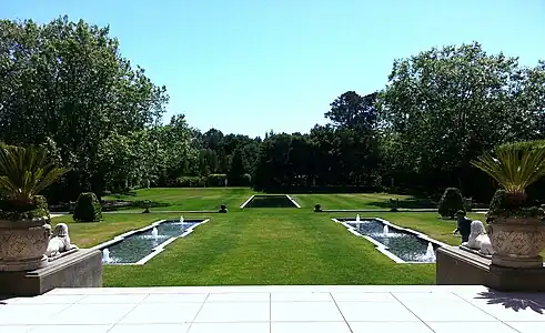 Carolands Chateau- Garden view West from Bordeaux Salon 2013