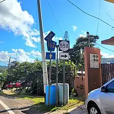 PR-162 south at PR-558 intersection in Helechal, Barranquitas