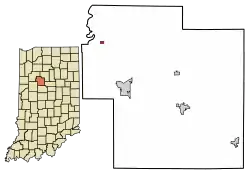 Location of Yeoman in Carroll County, Indiana.
