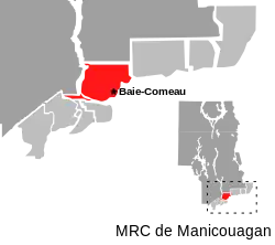 Map of RCM with Baie-Comeau highlighted