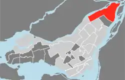 Rivière-des-Prairies–Pointe-aux-Trembles's location in Montreal